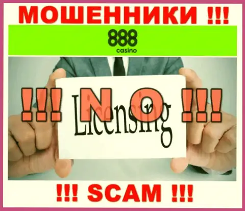 На ресурсе компании 888Казино не опубликована инфа о ее лицензии, по всей видимости ее просто НЕТ