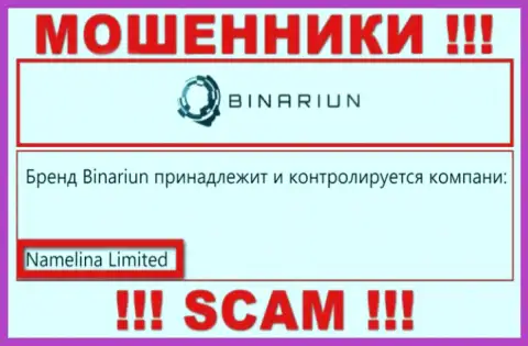 Вы не сможете уберечь свои вложенные деньги работая совместно с компанией Бинариун Нет, даже в том случае если у них есть юр лицо Namelina Limited