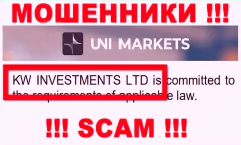 Руководителями UNI Markets является компания - KW Investments Ltd