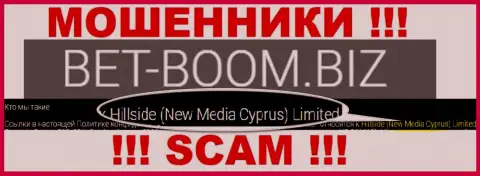 Юридическим лицом, владеющим мошенниками Bet Boom Biz, является Хиллсиде (Нью Медиа Кипр) Лтд
