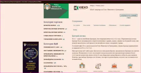 Обзор о условиях для трейдинга ФОРЕКС брокерской компании KIEXO, расположенный на веб-сервисе Directory FinanceMagnates Com
