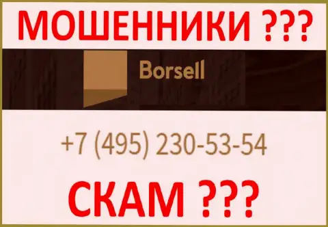 С какого именно номера телефона будут названивать internet-мошенники из Borsell Ru неизвестно, у них их много