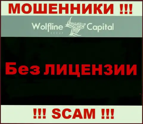 Невозможно найти данные о лицензии интернет жуликов Wolfline Capital - ее просто-напросто не существует !