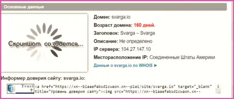 Возраст домена ДЦ Сварга, согласно инфы, которая получена на веб-сайте довериевсети рф